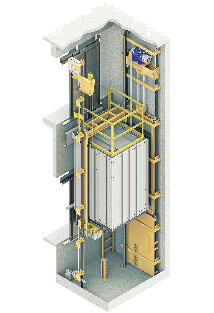 Machine-room-less MRL passenger elevator system